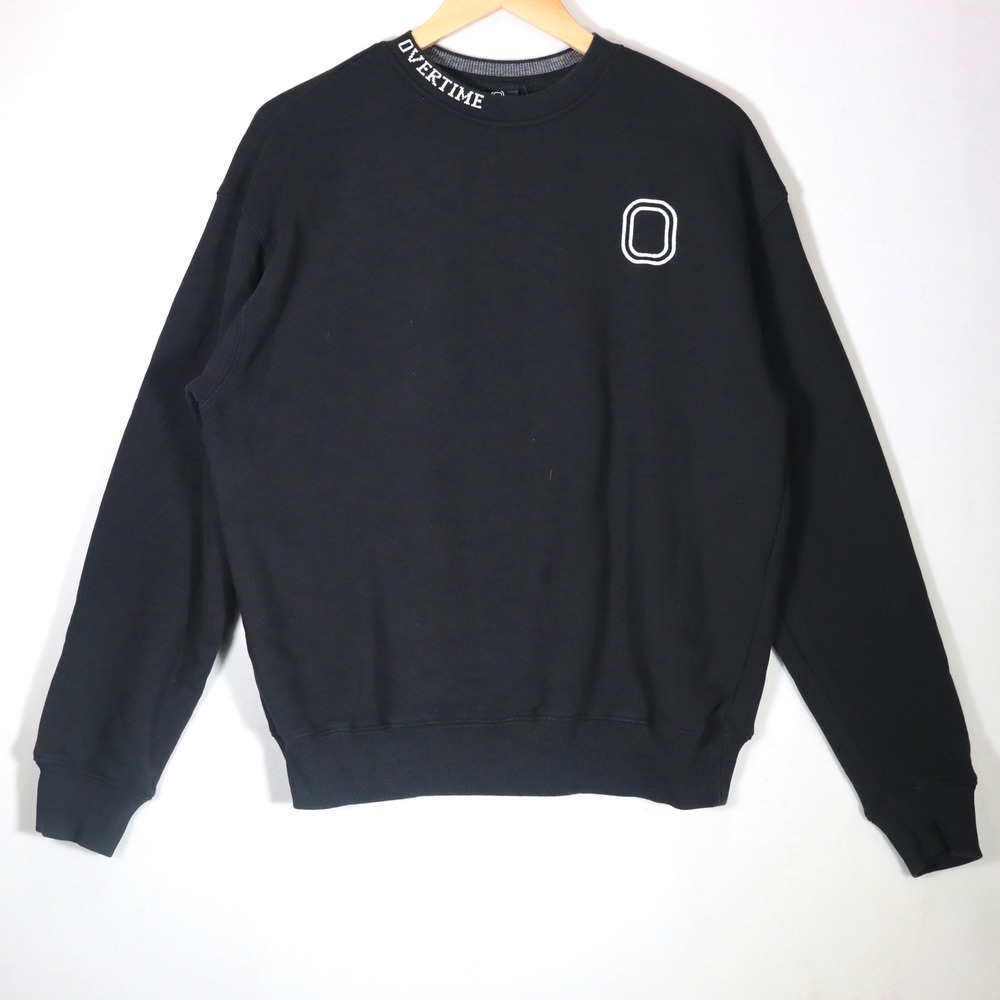 Overtime Sweatshirt Mens Medium Black Crewneck Embroidered Logo Athletic Casual